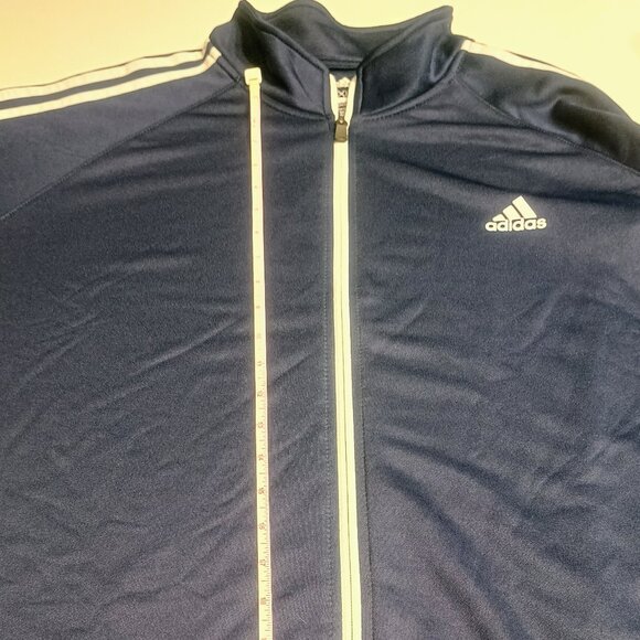 NWT Adidas Golf Men’s XL French Terry Full Zip Jacket Navy 3-Stripes Performance - Picture 4 of 7